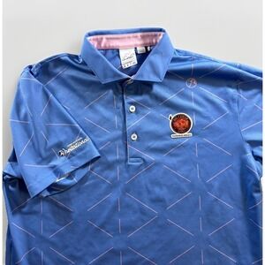 Puma‎ Arnold Palmer Polo Size M Blue Big Cedar Golf Geometric AOP Performance